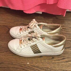 Michael Kors Women's White and Gold Sneakers